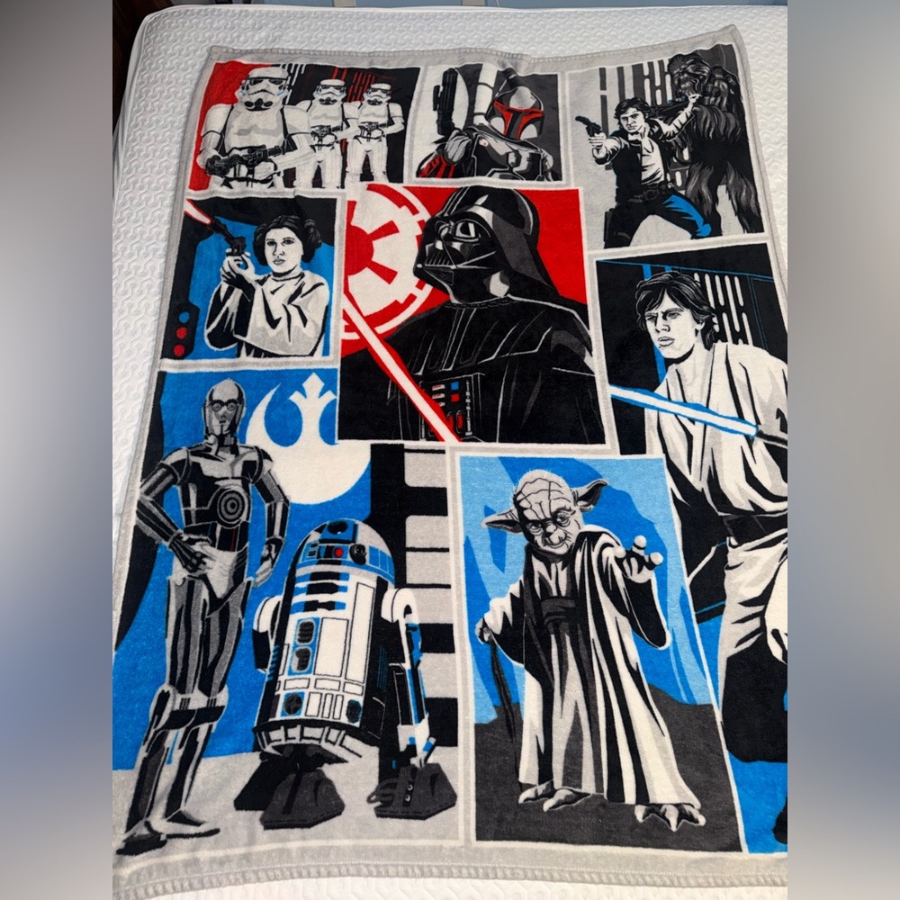 Star Wars Character Panel Plush Throw Blanket - Cozy Fleece Blanket